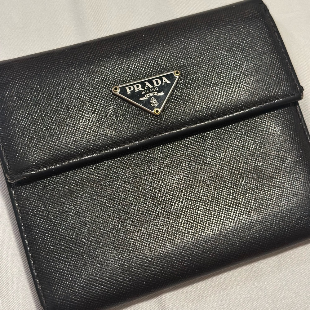 Prada Saffiano Leather Black Wallet Unisex